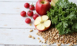 Image of basic healthy food items or essential nutrients.